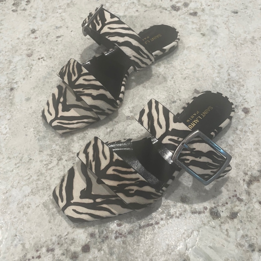 Size 6/36 Saint Laurent Zebra Slides